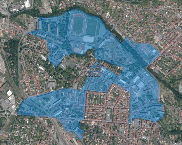Périmètre du quartier Politique de la Ville « Rajol-Cérou-Gourgatieu-Bouloc-Verrerie » - Communauté de communes Carmausin-Ségala